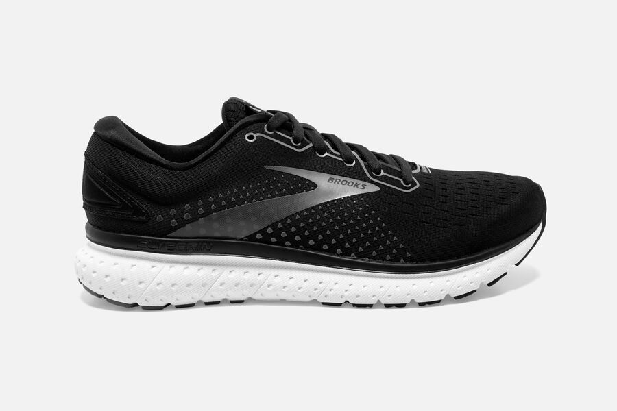 Mens Brooks Glycerin 18 Road Shoes Black/Pewter/White | 451938-ANU